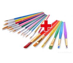 1+1 ZDARMA | ART | 12 ks sada KULATÝCH štětců & 6 ks sada PLOCHÝCH a KULATÝCH štětců na malování | různé velikosti